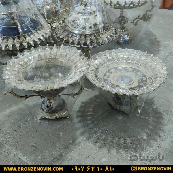 ست پذیرایی میوه خوری و شیرینی خوری برنزی طرح صدف