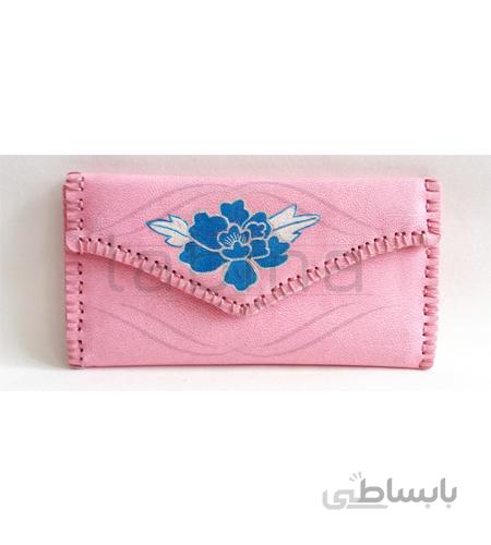 کیف پول چرم مصنوعی صورتی لبینا کد sn1122