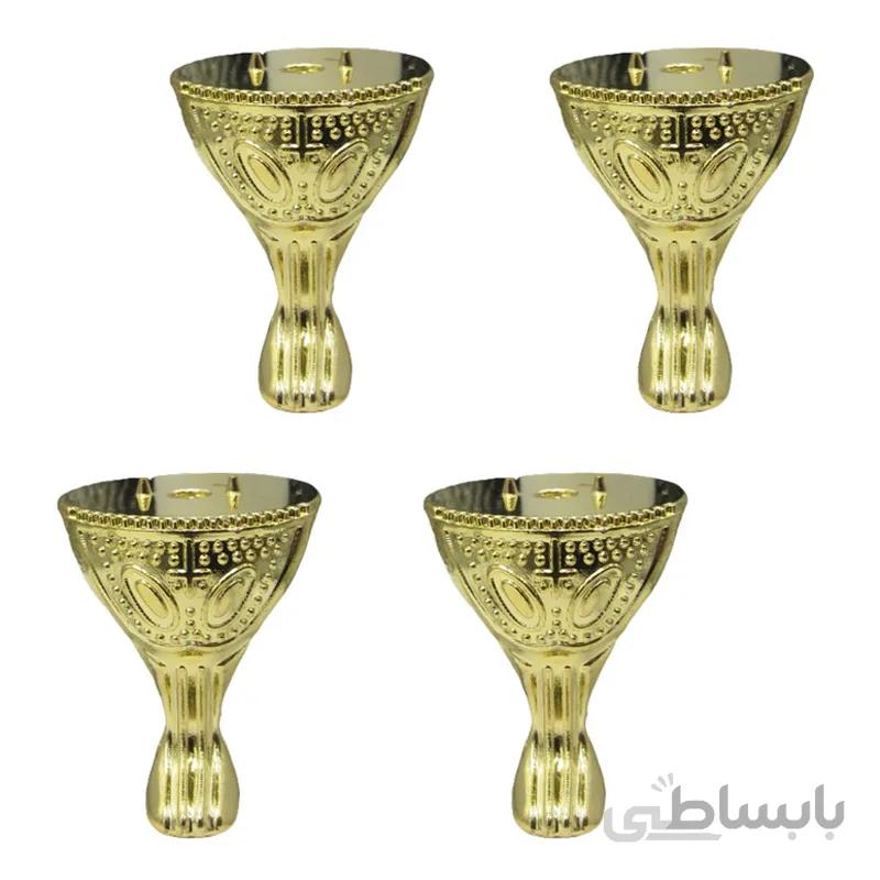 پایه آنتیک فلزی طرح صلیب طلایی ارتفاع 26 میلی متر بسته 4 عددی