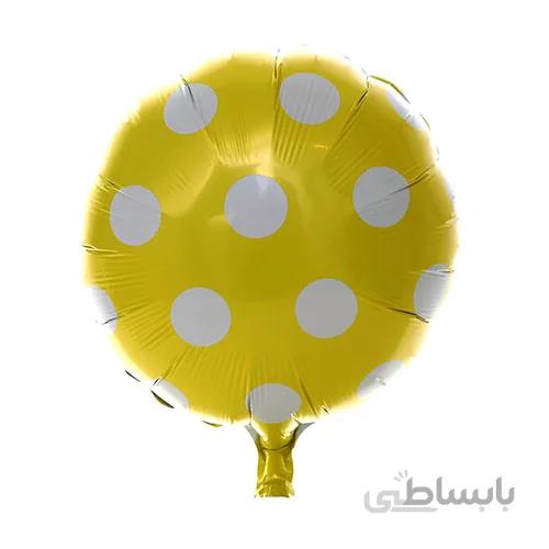 بادکنک فویلی گرد زرد خال سفید