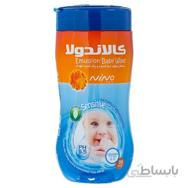 دستمال مرطوب کودک نینو مدل کالاندولا بسته 70 عددی
