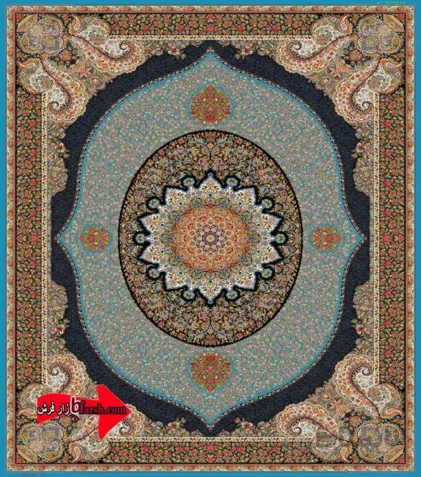فرش کاشان 1000شانه طرح ویشگا ابی