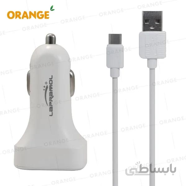شارژر فندکی تایپ سی دو پورت لاپرامول (LAPRAMOL) مدل LP-R7