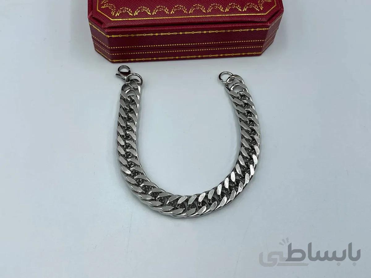 دستبند کارتیر نقره ای با ضخامت 9 میل