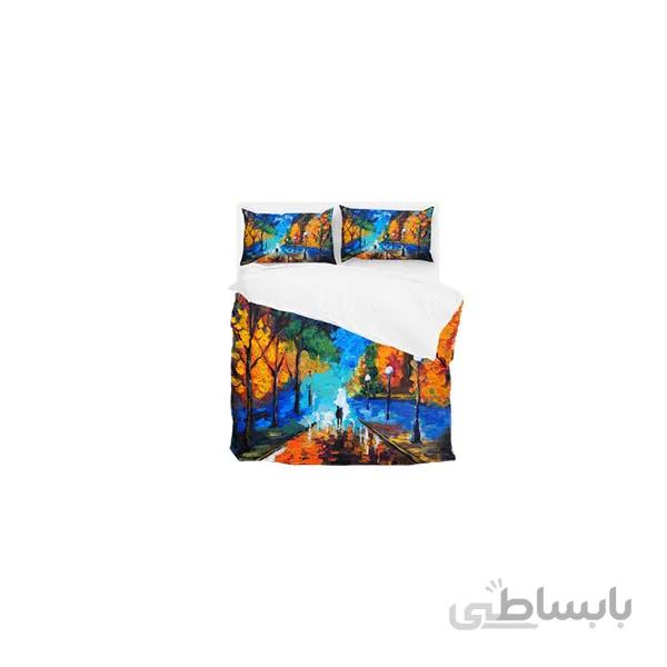 ست لحاف تک نفره ۴ تکه سه بعدی king size -طرح rainy night