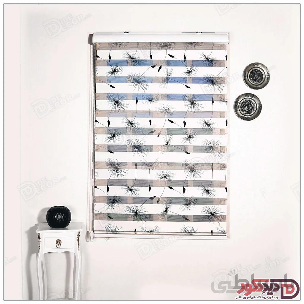 پرده زبرا گل دار چاپی دو رو کد H-147