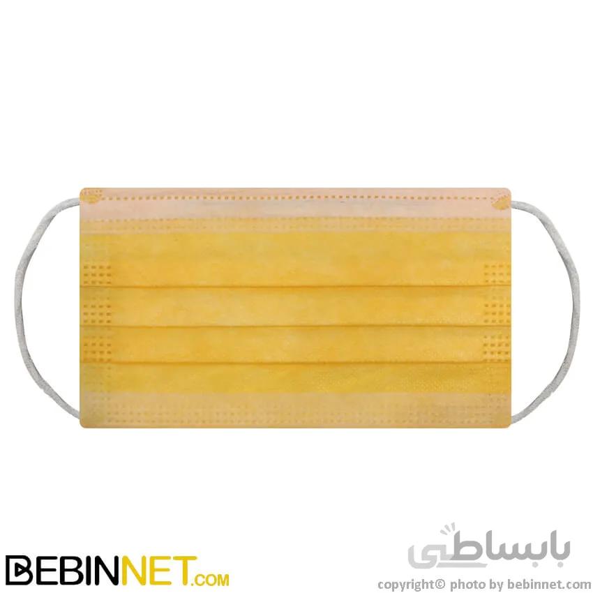 ماسک سه لایه زرد (۵۰ عددی) با یک لایه ملت بلون دیباسان