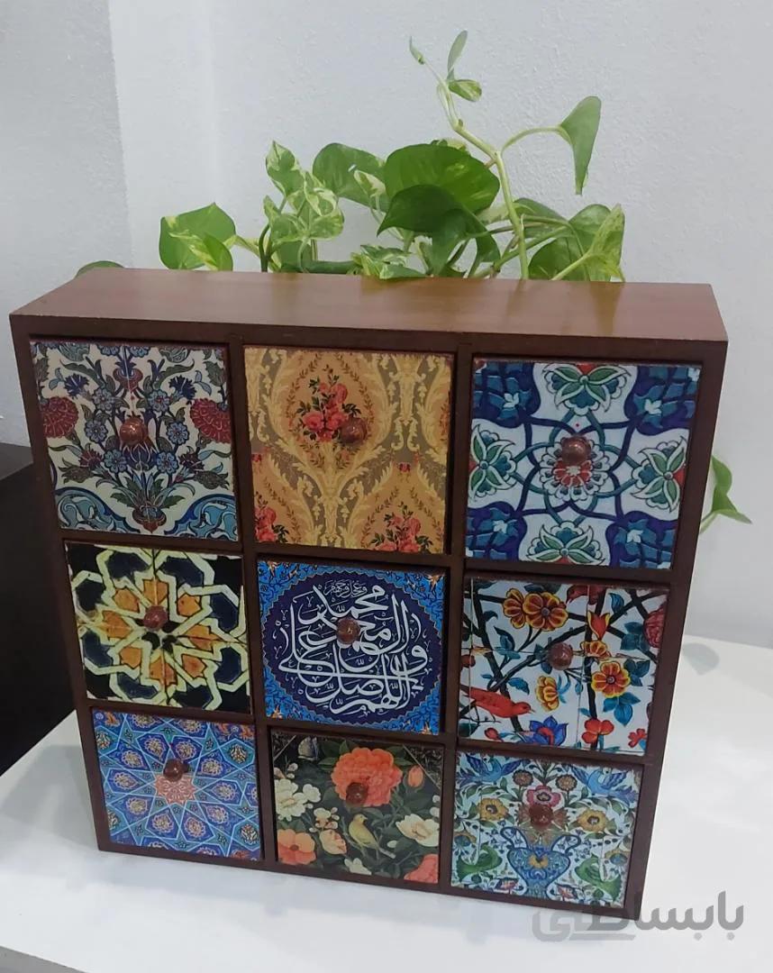 باکس چوبی ۹ کشو پتینه کاری کد ۱۰۲۰۴۵