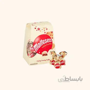 شکلات کادویی مالتیزرز مدل ترافل با کرانچ بادام، فندق و روکش شکلات سفید