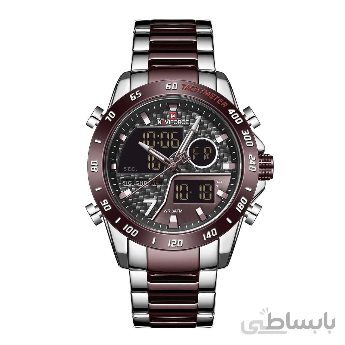 ساعت مچی نیوی فورس مردانه زرشکی مدل naviforce 9171