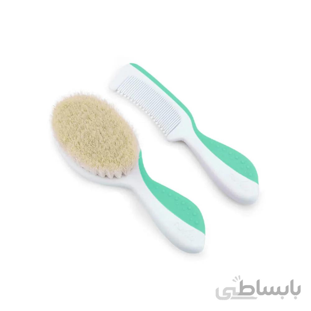 ست شانه و برس با الیاف طبیعی نوویتا Nuvita سبز پاستل