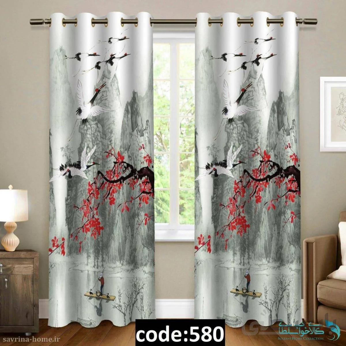 پرده پانچی طرح شکوفه مدل Sh-580