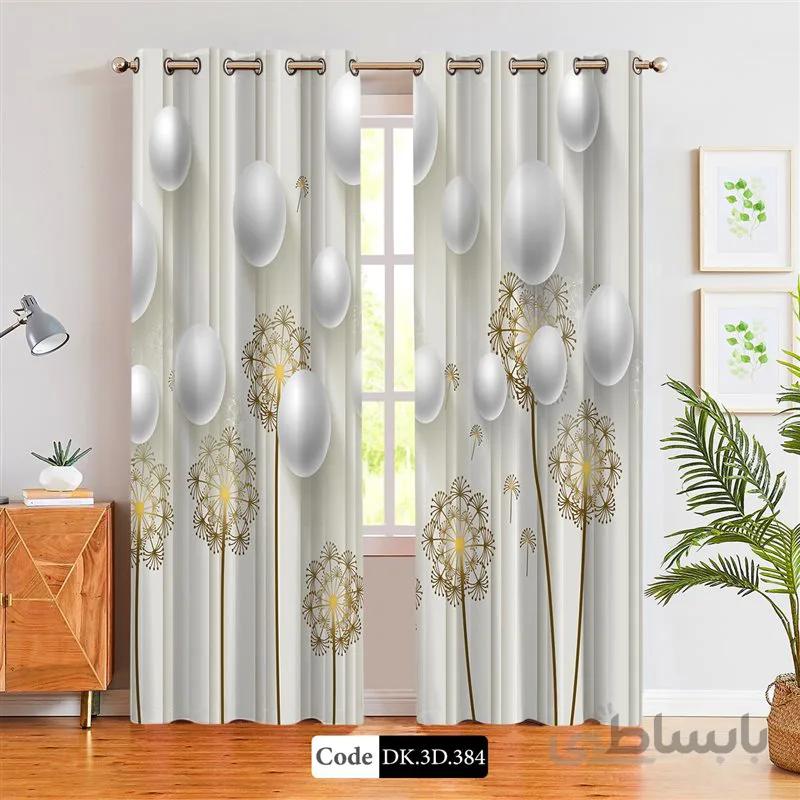 پرده پانچی (هازان و مخمل)کد DK.3D.384 طرح سه بعدی قاصدک ها