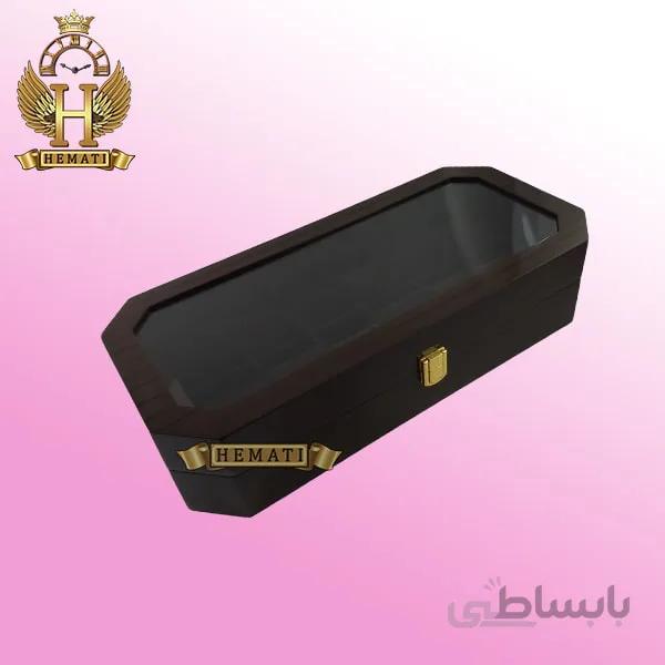 جعبه ساعت لوکس کلکسیونی هشت ضلعی چوبی ۱۲تایی box12120 قهوه ای