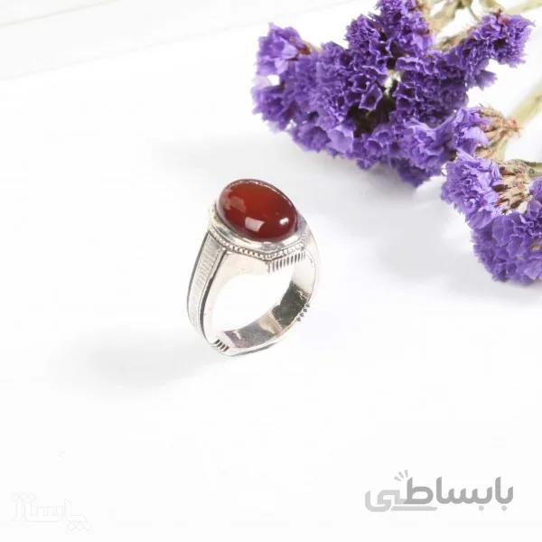 انگشتر نقره مردانه با سنگ عقیق اصل ساده کوچک کد 555764
