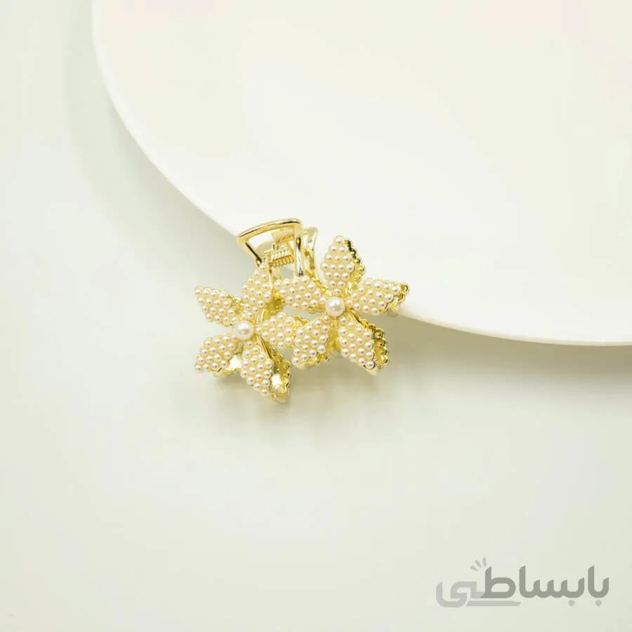 کلیپس فلزی مرواریدی طرح گل کد C132