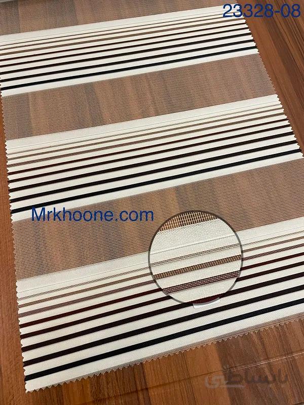 پرده زبرا شیری قهوه ای طرح پلیسه