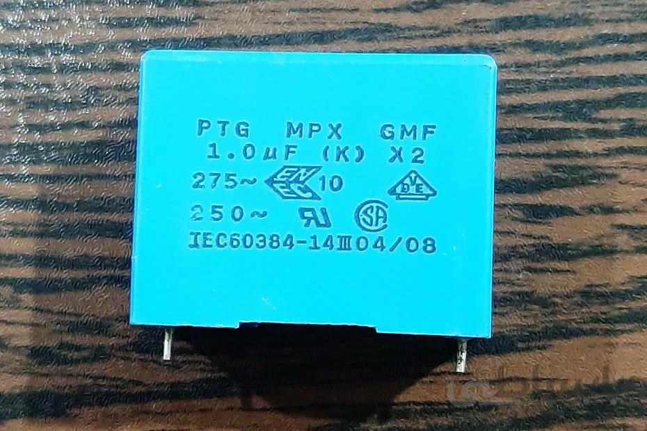 MKT 275VAC 1uF – خازن MKT، ظرفیت ۱ میکروفاراد، ۲۷۵ ولت AC