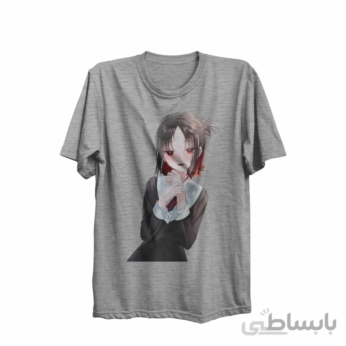 تیشرت یقه گردخاکستری طرح انیمه کاگویا ساما: عشق جنگ است Kaguya-Sama: Love Is War کد KCT10457