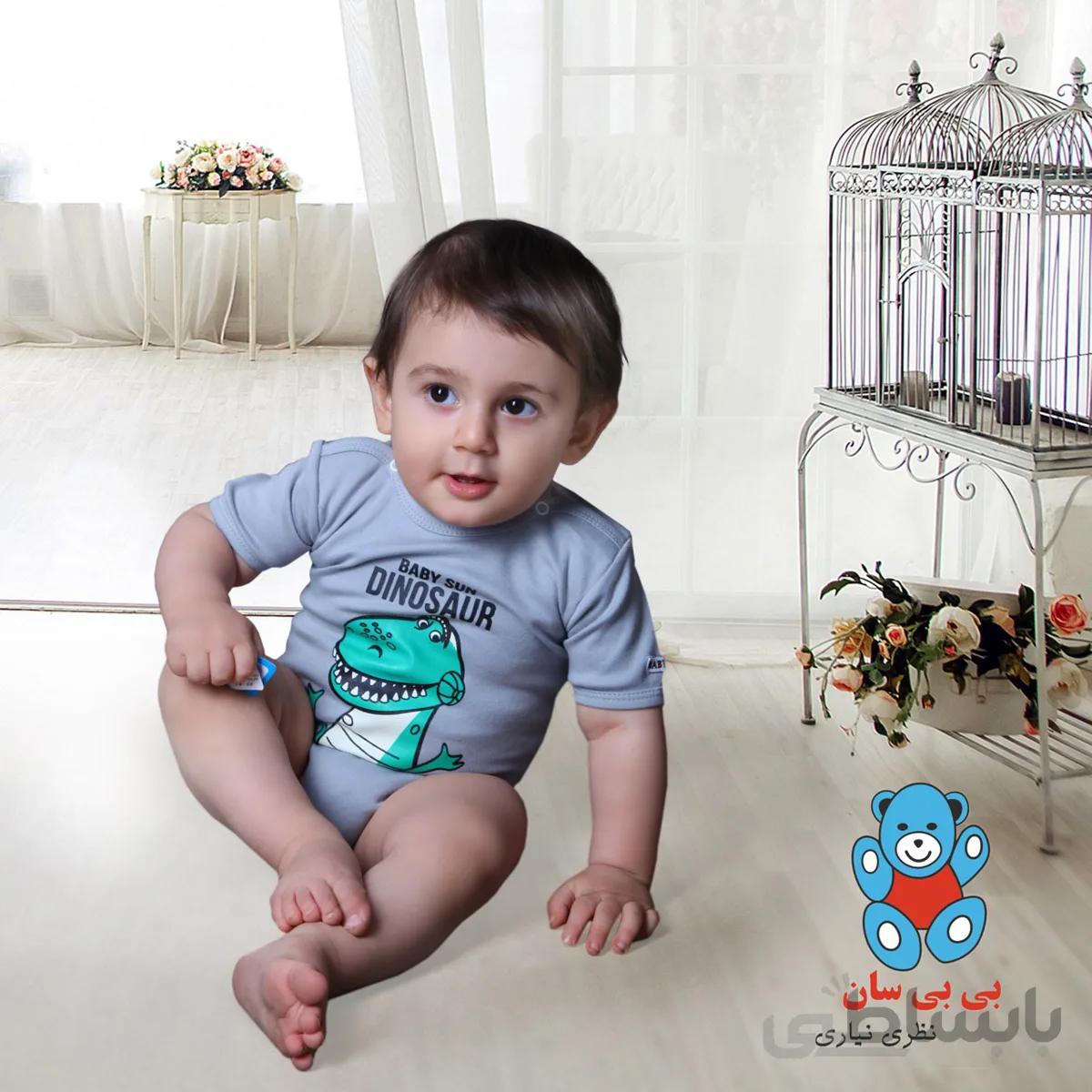 زیردکمه آستین کوتاه نوزادی بی بی سان طرح دایناسور