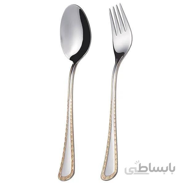 قاشق و چنگال غذاخوری 6 نفره ناب استیل طرح برلین دور طلایی (12 پارچه) ا Nab-Steel Berlin Round Gold Table Spoons and Forks 12 Pieces