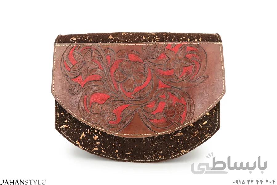 کیف دوشی چرم طبیعی اشبالت قلم‌زنی