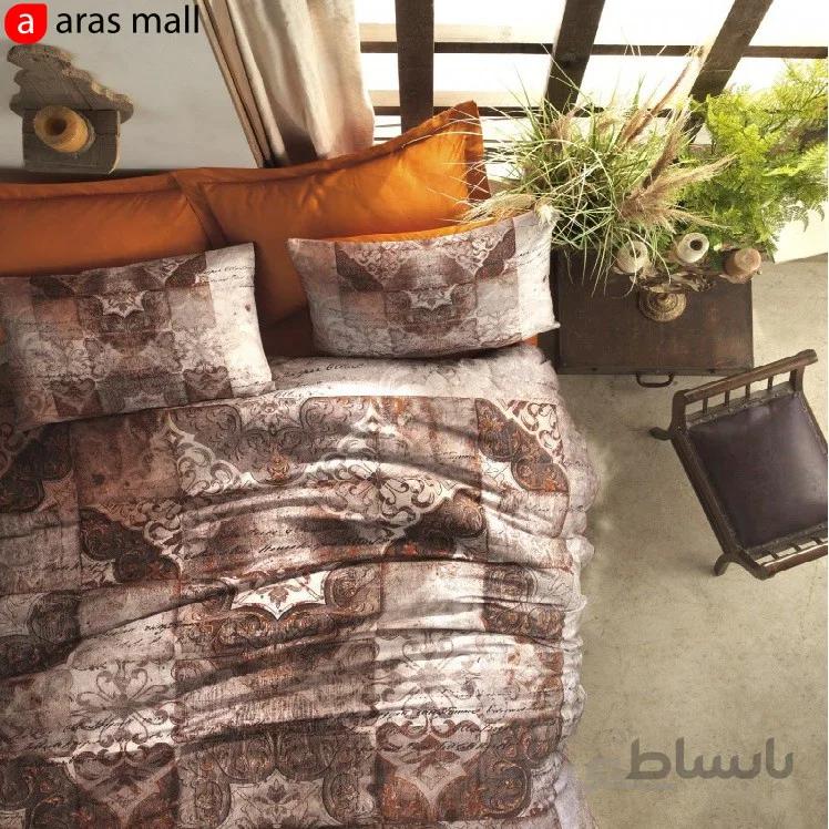 ست کاور ساتن کاتن باکس مدل Dijital طرح Tosca رنگ Tarcin دو نفره 6 تکه