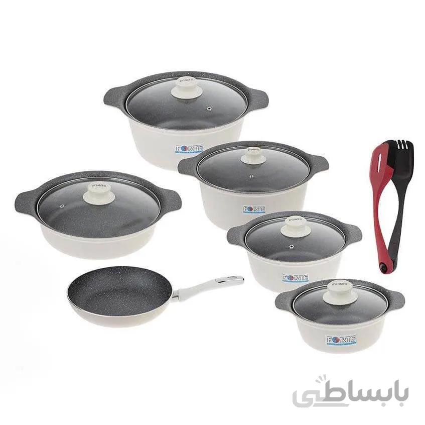 سرویس قابلمه گرانیتی 13 پارچه فورته Forte مدل کاترینا (سفید)