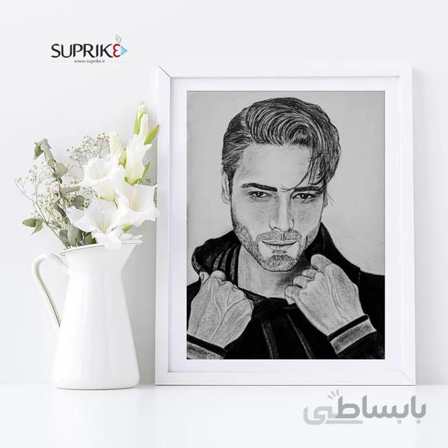 نقاشی سیاه قلم چهره آقا