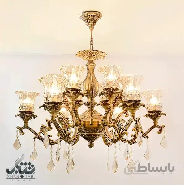 لوستر آویز شش شاخه دوازده شعله 3581