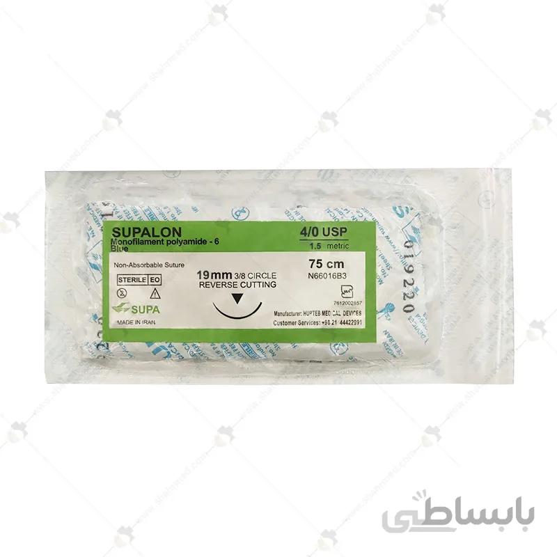 نخ بخیه سوپالون مدل 4/0 با سرسوزن 19 میلی متری ریورس Surgical Suture Supalon 4/0