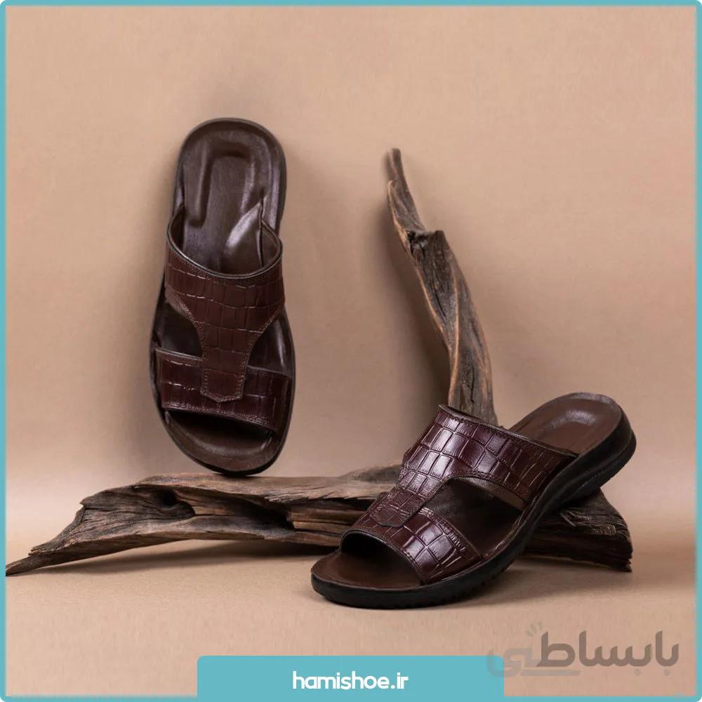 دمپايی تمام چرم طبيعي مدل بحرين دكتر فام