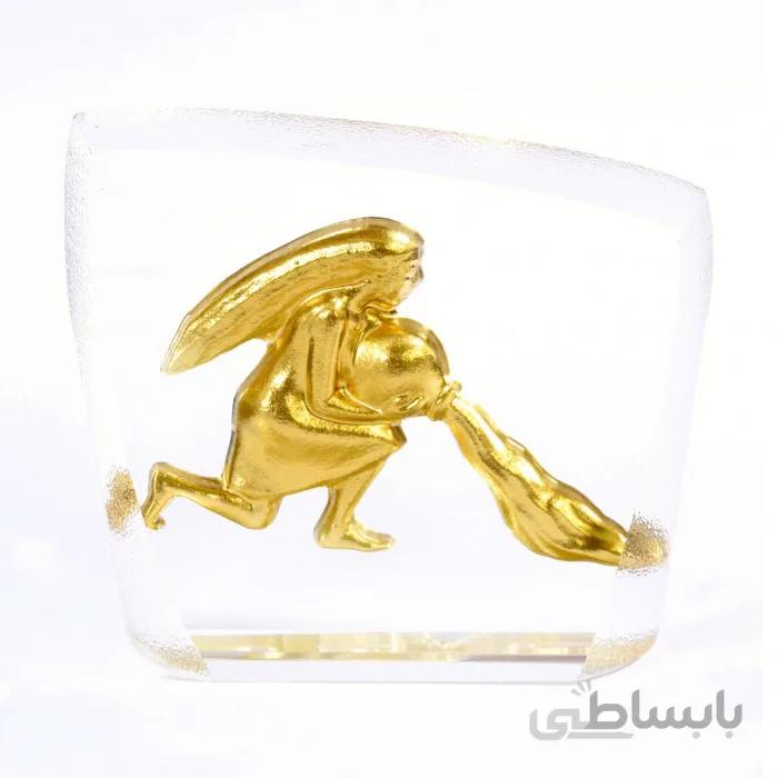 تندیس کریستال طلاکوب نماد ماه تولد بهمن سایز کوچک کد CS11