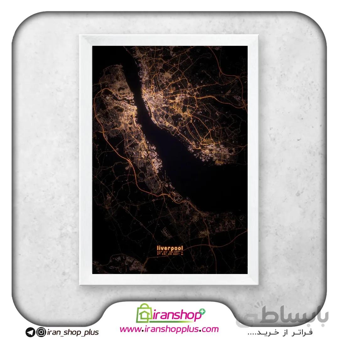 تابلو نقشه شهر لیورپول با تم Night Cities