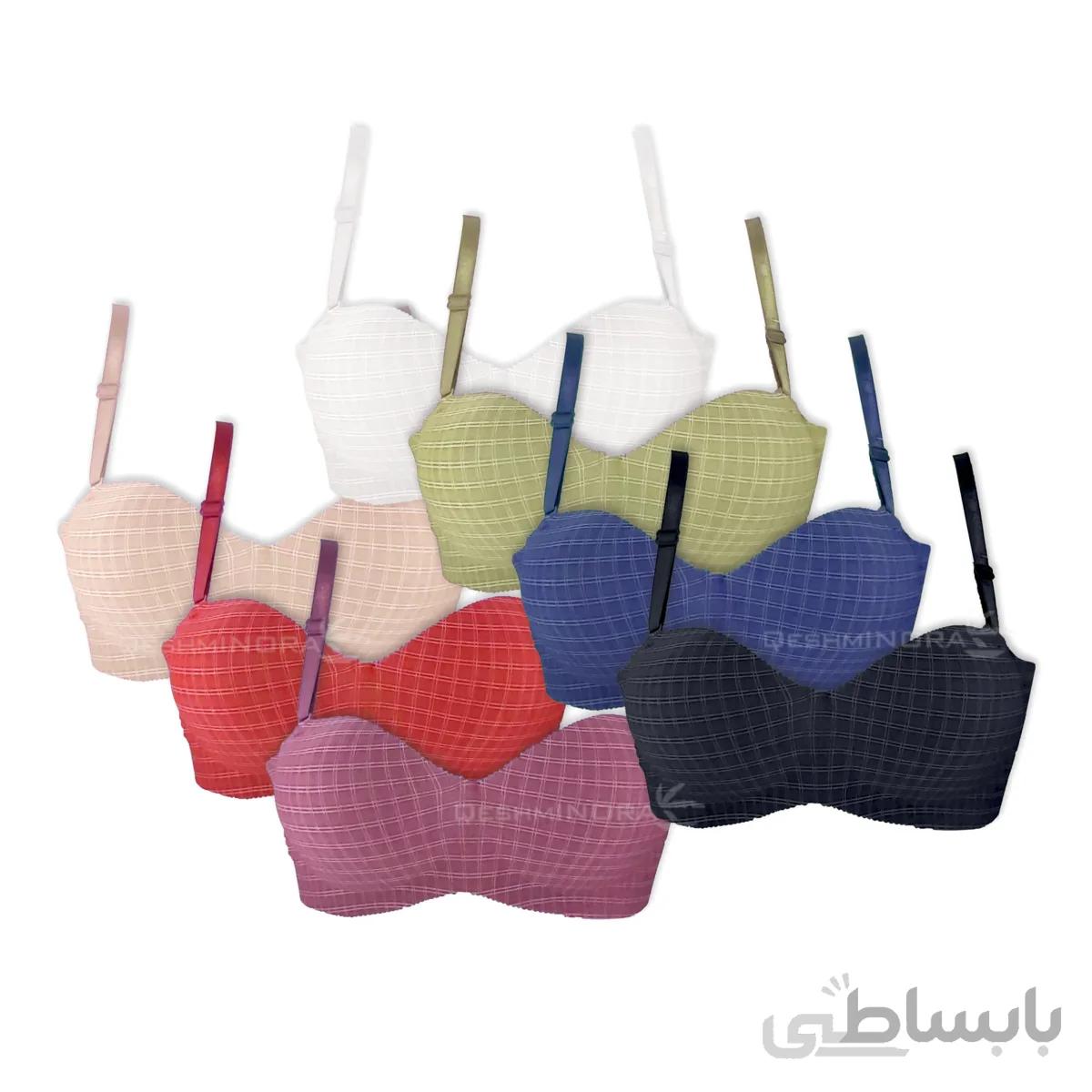سوتین اسفنجی عمده طرح چهارخانه کد 140001