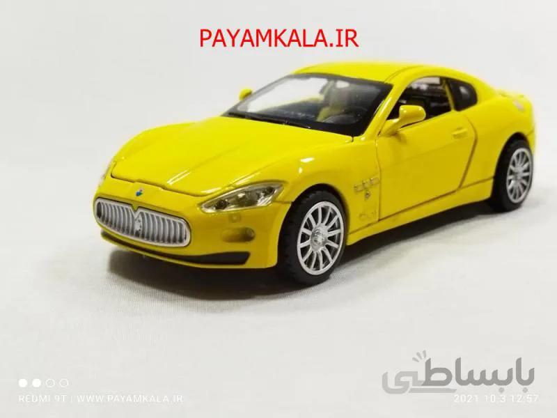 (چهار در بازشو+پخش موسیقی) اسباب بازی ماشین مازراتی متوسط (MASERATI) موزیکال-چراغدار فلزی زرد