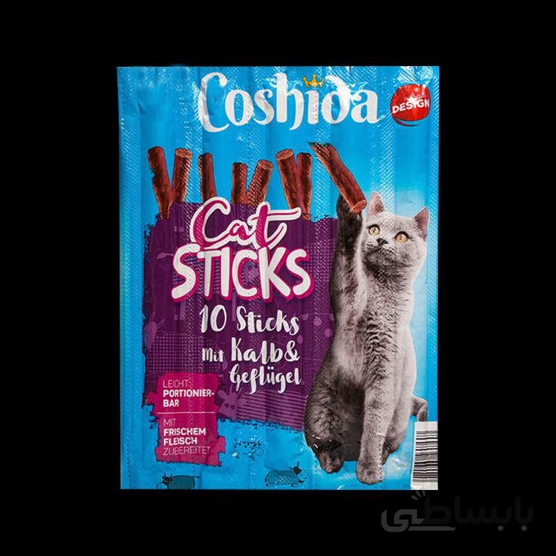 تشویقی مدادی گربه کوشیدا طعم گوشت گوساله و مرغ 50 گرم ا coshida cat sticks calf and chicken