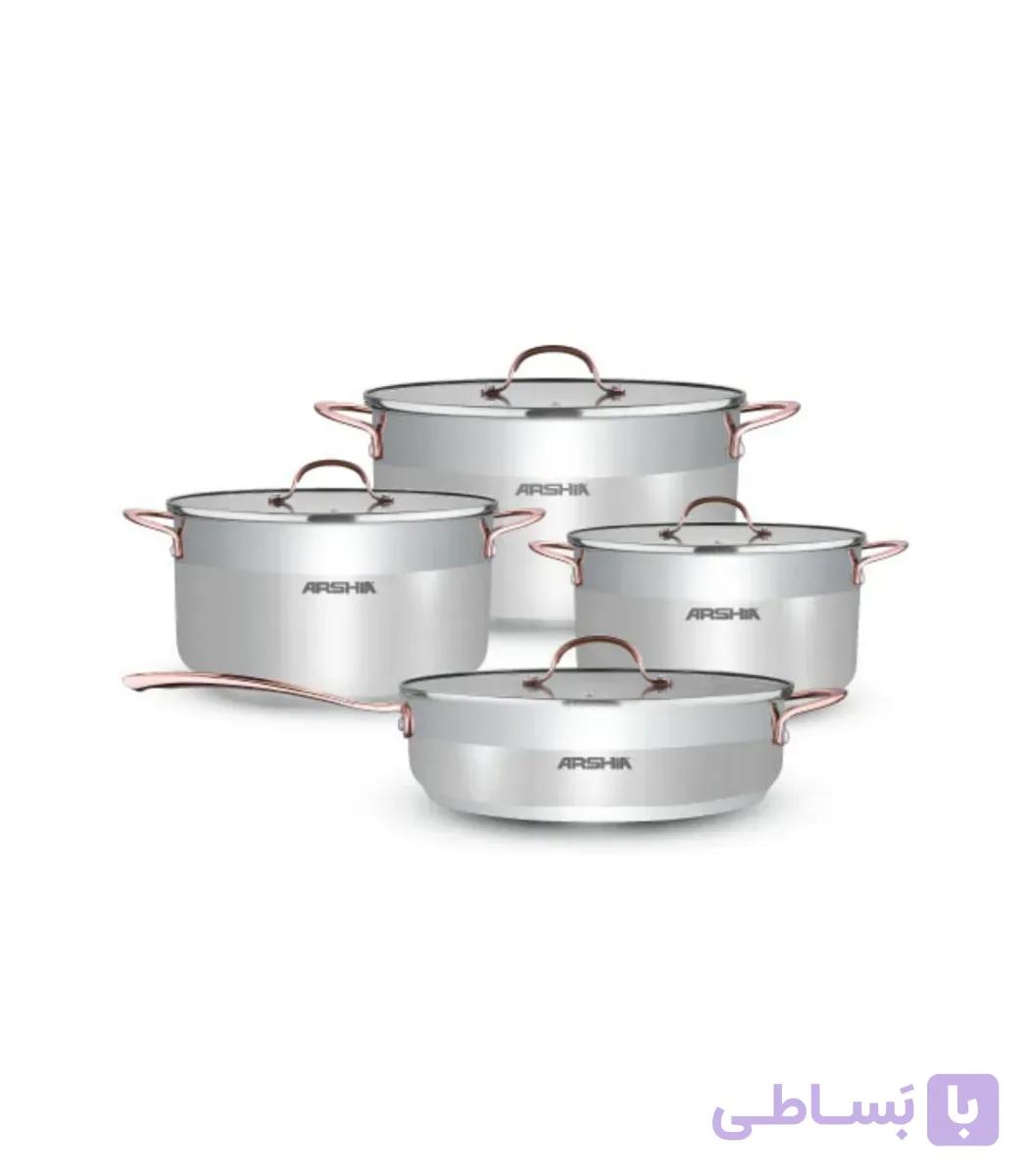 سرویس قابلمه 8 پارچه استیل عرشیا مدل ss064-2156