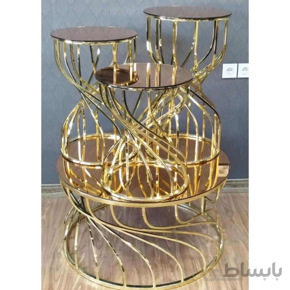 میز جلومبلی عسلی فلزی مدل ساعت شنی