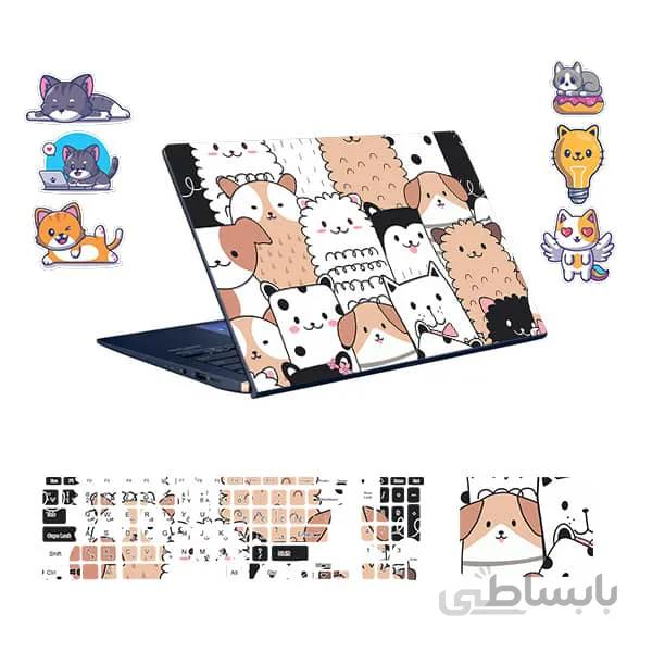 اسکین لپ تاپ طرح حیوانات کد ۱۷ به همراه استیکر کیبورد