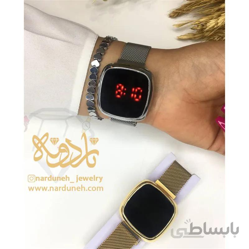 ساعت دیجیتال بندمگنتی _ نقره ای مربع
