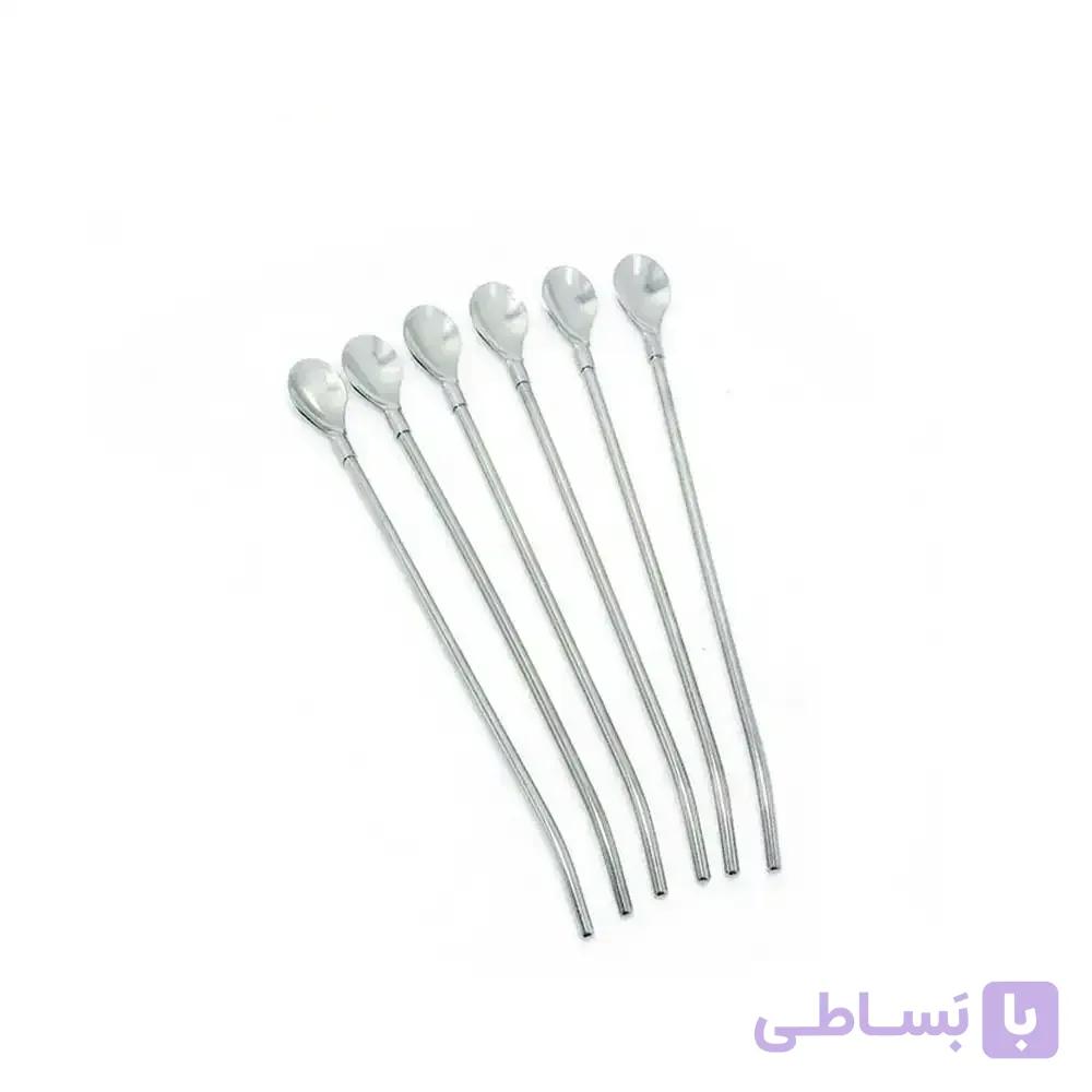 نی شربت استیل بلند قاشقی