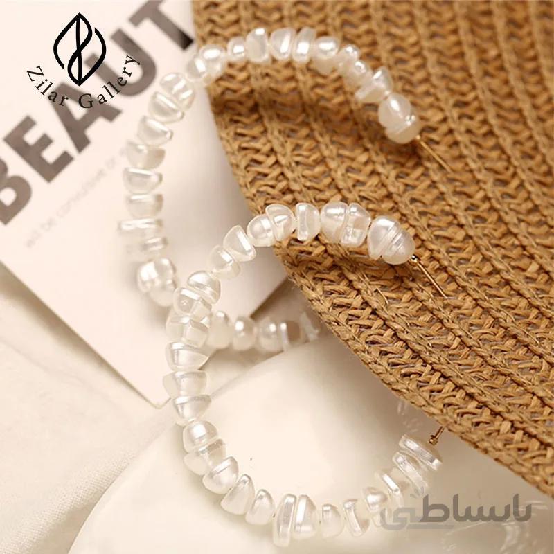 گوشواره حلقه ای با مرواریدهای باروک