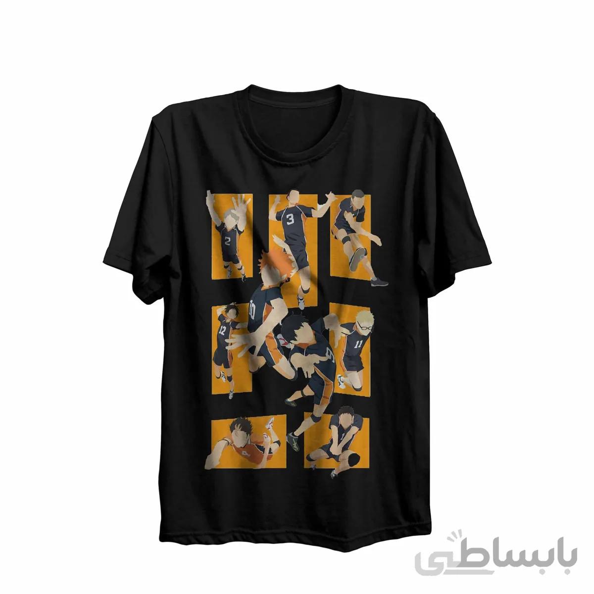 تیشرت یقه گرد مشکی طرح انیمه هایکو Haikyu