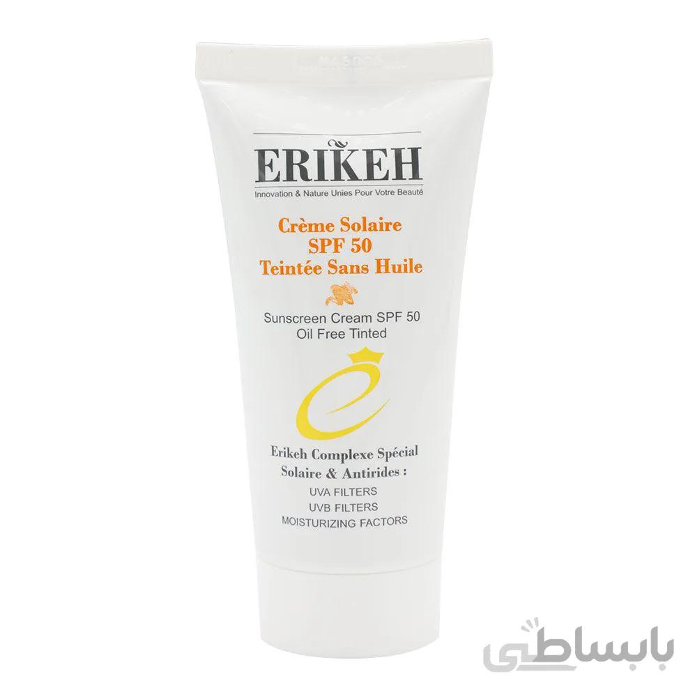 کرم ضد آفتاب رنگی اریکه مناسب پوست های چرب SPF50 ا Erikeh SPF50 Sunscreen Cream For Oily And Acne Skins 50ml