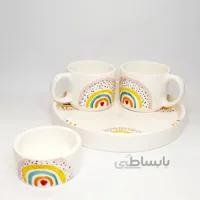 سِت چای خوری دو نفره طرح رنگین‌کمان