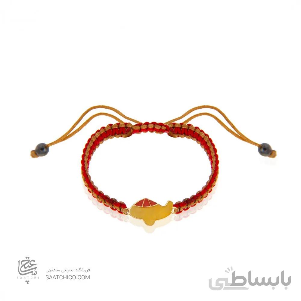 دستبند بافت کودک با پلاک طلا طرح هواپیما کد KB363