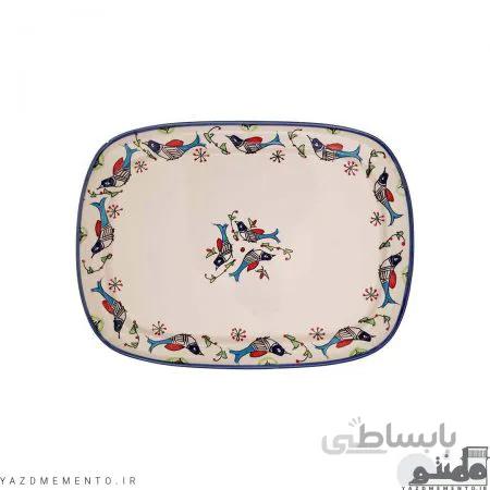 دیس چهار گوش چینی طرح مرغی رنگی