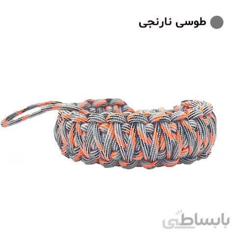 بند مچی دوربین عکاسی پاراکورد طوسی نارنجی Camera Strap Paracord 019