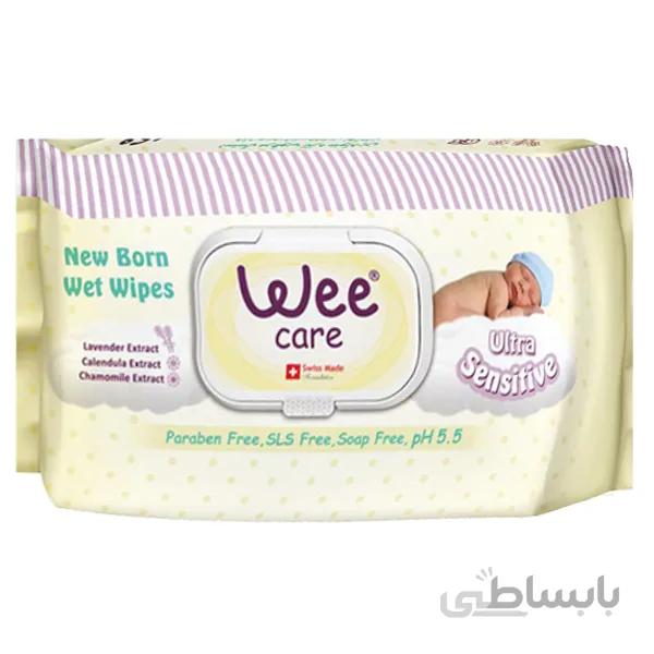 دستمال مرطوب کودک درب دار ویی wee حاوی 63 عدد مدل Ultra Sensitive